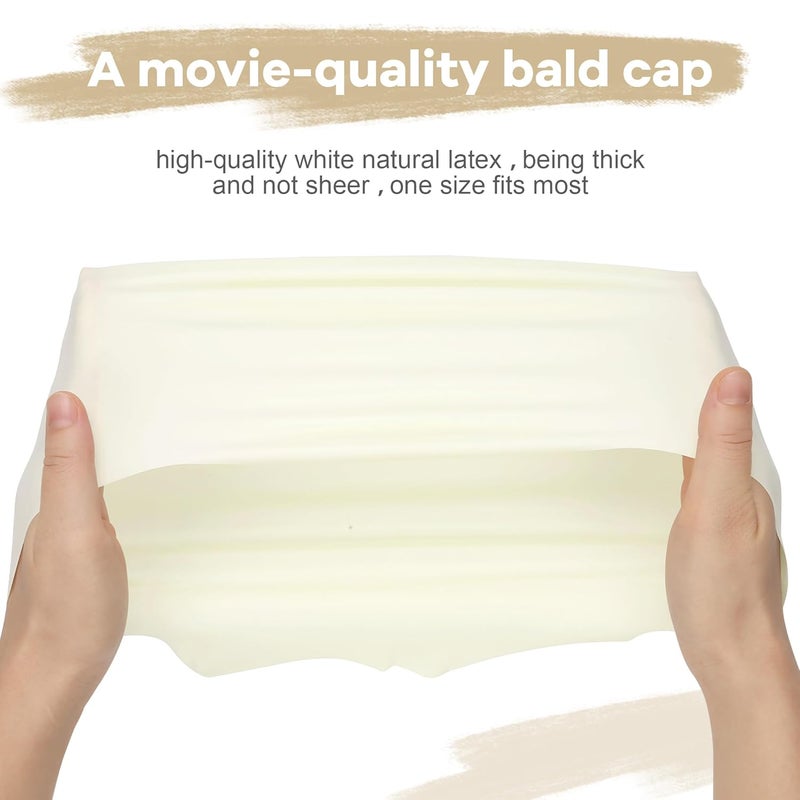 MetFun 5PCS Professional Bald Cap Kit for Men Women Halloween Costume Makeup SFX Makeup Accessories with Prosthetic Adhesive Nude Wig Cap Safety Scissors Painting Brush Perfect for Cosplay Dress-Up & Theatre - Image 2
